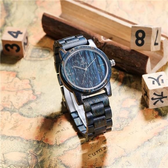 Unisex Black Uwood Series 40 mm Natural Handmade Wood Adjustable Band Date watch Amazon.com: LeeEv Wooden Watches Uwood Series 40 mm Unisex  main image 4